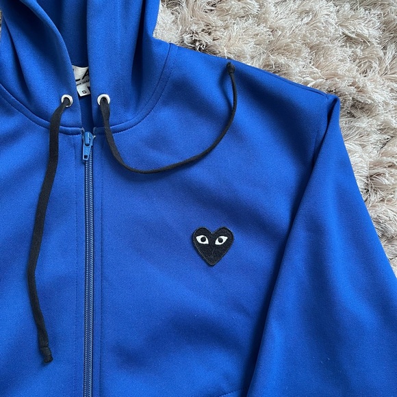 Comme des Garçons Blue Hoodie with Heart Detail